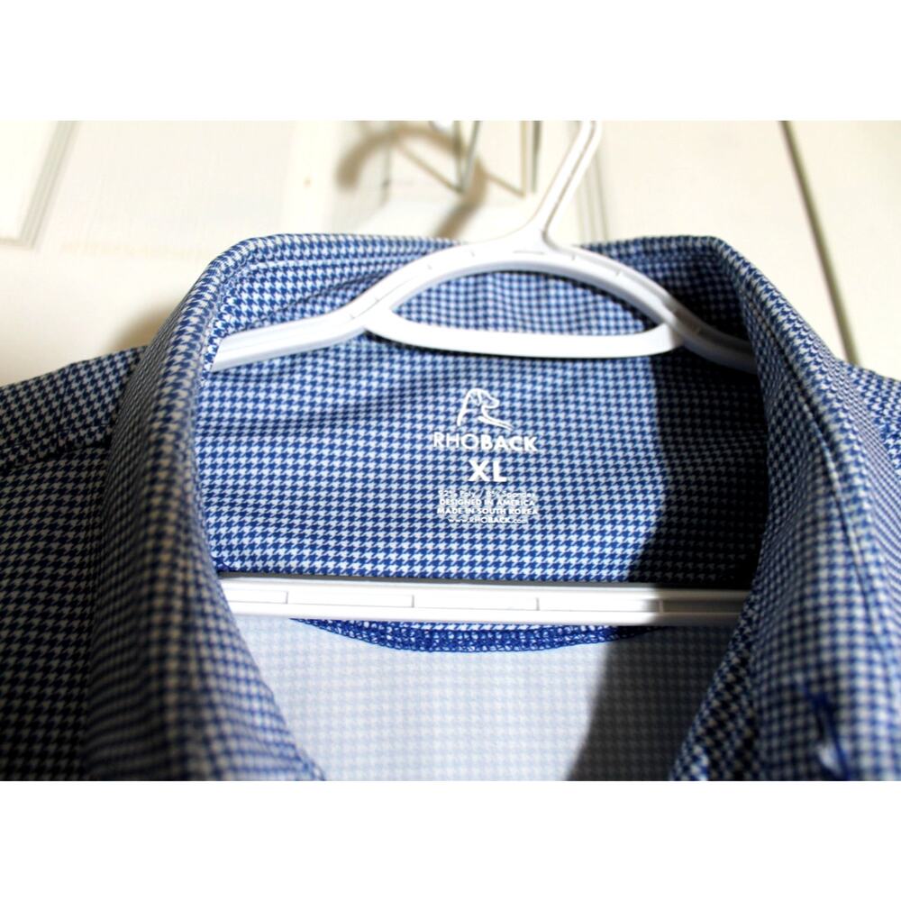 Rhoback Men's Blue Houndstooth Short Sleeve Performance Polo sz XL - Picture 3 of 3